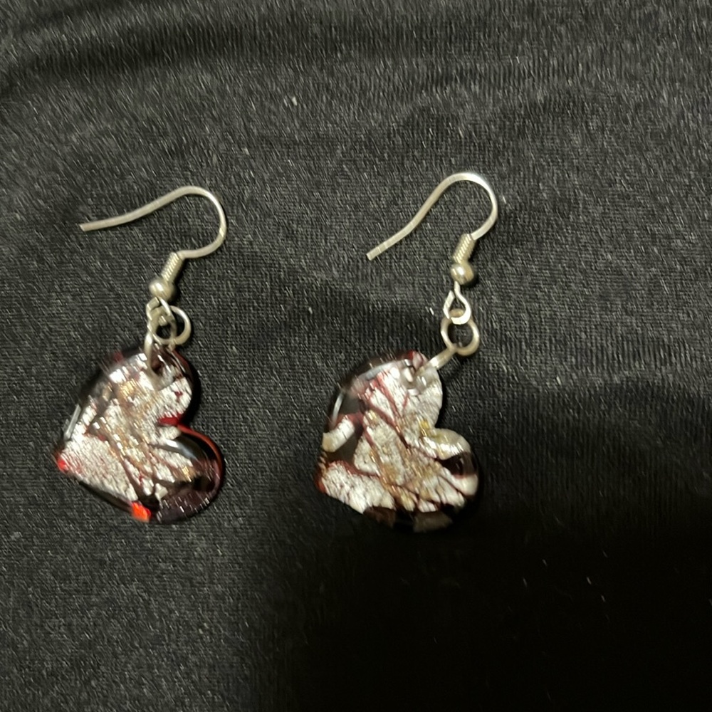 Valentine Love heart  earrings Murano